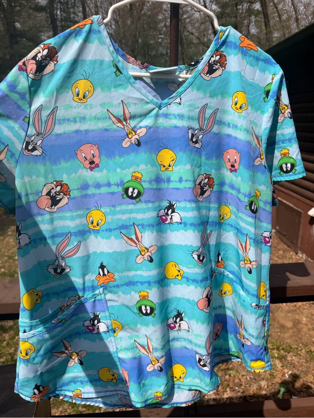 Warner Bros. Looney Tunes Turquoise and Aqua V-Neck Top